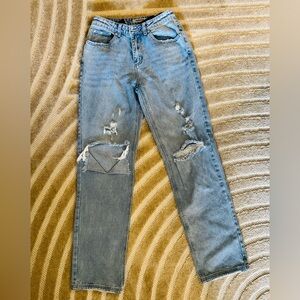 Maniere De Voir Boyfriend Jeans Adjustable Waist Luxury Cotton Pants Size 2